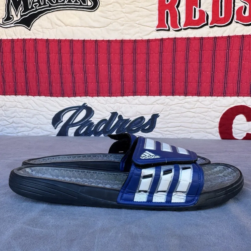 Size 13 - ULTRA RARE 2011 ADIDAS GEL‎ CUSHIONED BLUE SLIDES MEN'S 807075
